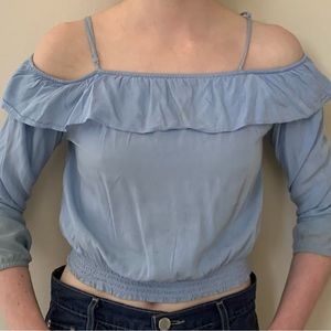 Open-shoulder Blouse (light blue, size XS)